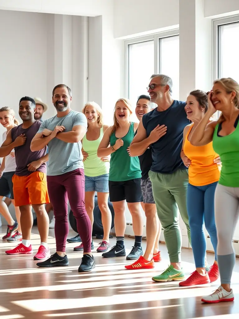 Image of club members participating in a recreational fitness session at Le FOOTBALL-CLUB DE JARS, emphasizing health and wellness.